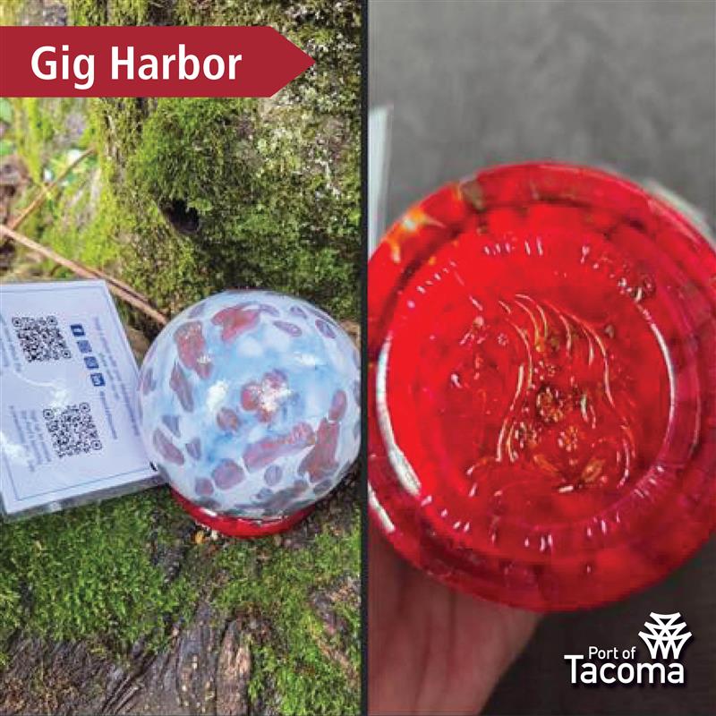 Up close shots of two Monkeyshines tokens with the words "Gig Harbor" typed in the corner